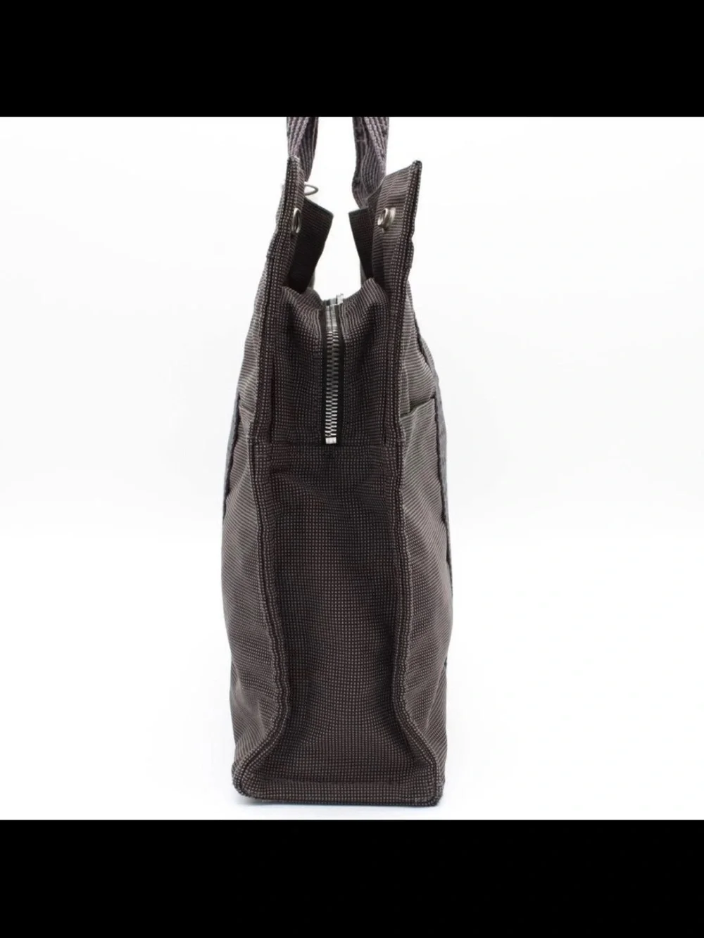 Hermes Dark Brown Canvas Tote with Signature Webbing